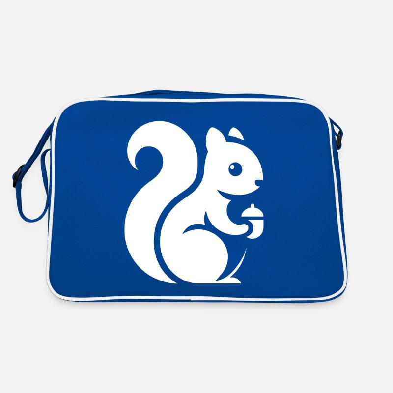 Minimalistische Eichhörnchen Silhouette mit Nuss Retro Tasche