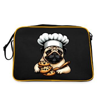 Pug Cook with Cookie - Retro Bag - black/gold - Back