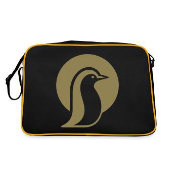 Penguin silhouette at the South Pole minimalist - Retro Bag - black/gold - Back