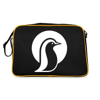 Penguin silhouette at the South Pole minimalist - Retro Bag - black/gold - Back