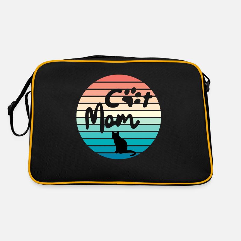 Cat Mom Retro - Retro Tasche - Schwarz/Gold