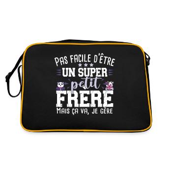 Petit Frère Panda Vache Cadeau Bébé Garçon Famille - Sac Retro - noir/or - Dos