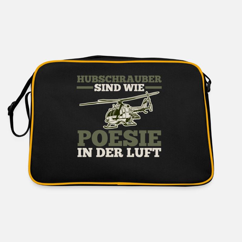 Pilot Helikopter Hubschrauber - Retro Tasche - Schwarz/Gold