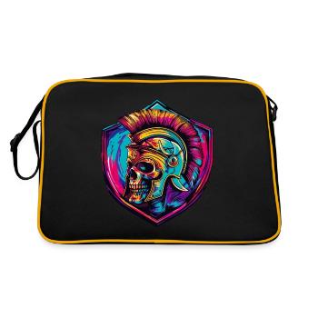 Spartaner Skelett Gladiator - Retro Tasche - Schwarz/Gold - Hinten