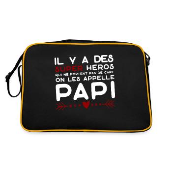 Papi super héros cadeau papy - Sac Retro - noir/or - Dos