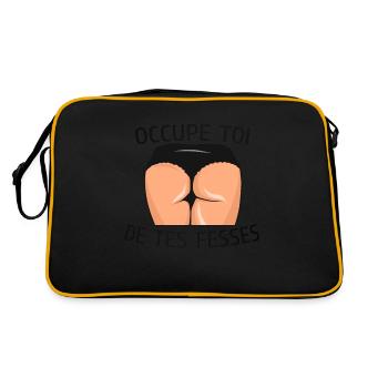 occupe toi fesses insulte cul humour drole citatio - Sac Retro - noir/or - Dos