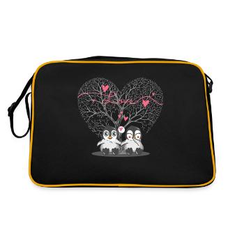 True Love illustré par de jolis pingouins - Sac Retro - noir/or - Dos