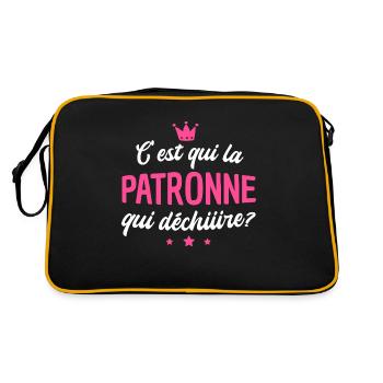 c'est qui la patronne qui déchire / humour femme - Sac Retro - noir/or - Dos