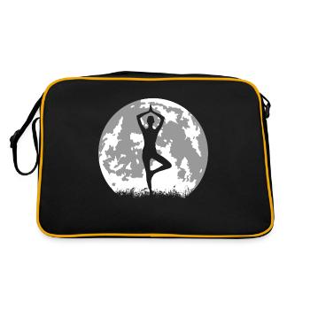 yoga devant la lune 01 - méditation - Sac Retro - noir/or - Dos