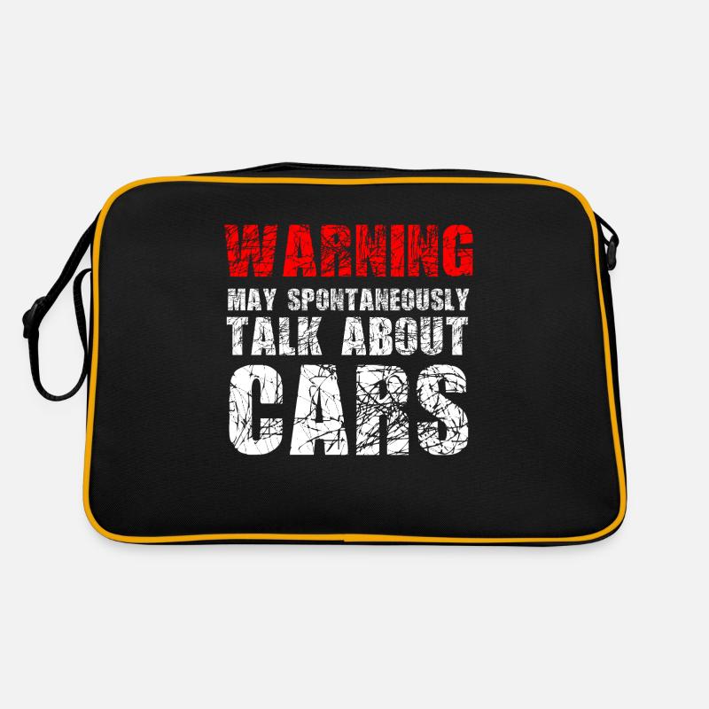 Warnung kann spontan über Autos sprechen Retro Tasche