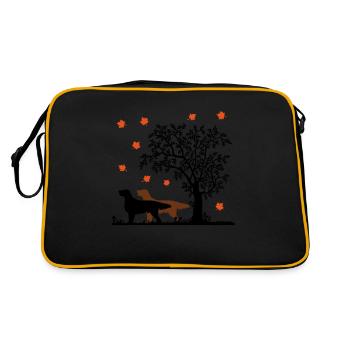 2 Flat Coated Retriever Automne - Sac Retro - noir/or - Dos