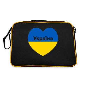 Ukraine blau gelb Herz Ukraina - Retro Tasche - Schwarz/Gold - Hinten