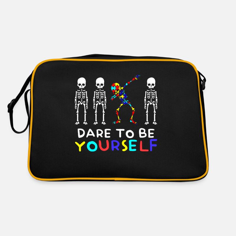 Wagen Sie es, Sie selbst zu sein Autistic Day Awareness - Retro Tasche - Schwarz/Gold