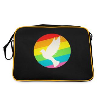 LGBT Regenbogen Friendenstaube - Retro Tasche - Schwarz/Gold - Hinten
