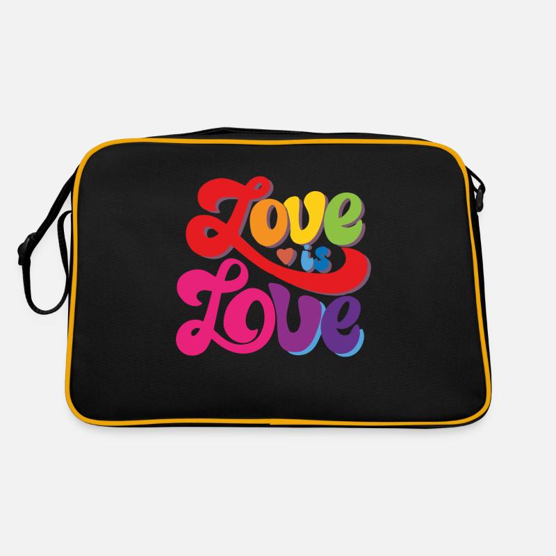 Liebe ist Liebe - Pride Month - Regenbogen - Retro Tasche - Schwarz/Gold