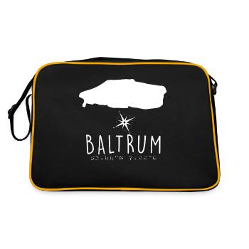 Baltrum Herzschlag Nordsee Geschenk - Retro Tasche - Schwarz/Gold - Hinten