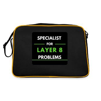 Specialist for Layer 8 Problems (Green) - Retro Bag - black/gold - Back