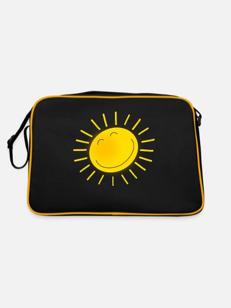 freundliche Sonne - Retro Tasche - Schwarz/Gold - Hinten