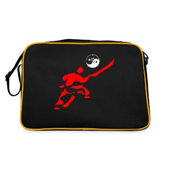 Figurine Shaolin avec hallebarde et Taijitu/Yin-Yang - Sac Retro - noir/or - Dos