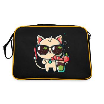 Chat avec lunettes de soleil et cocktail - Sac Retro - noir/or - Dos