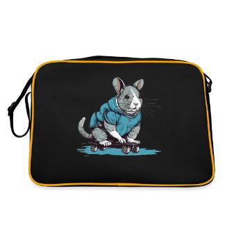 The chinchilla as a professional skateboarder - Retro Bag - black/gold - Back