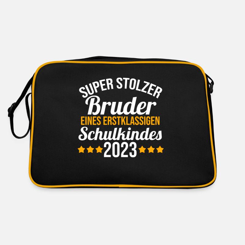 Stolzer Bruder eines Schulkind 2023 Einschulung Retro Tasche