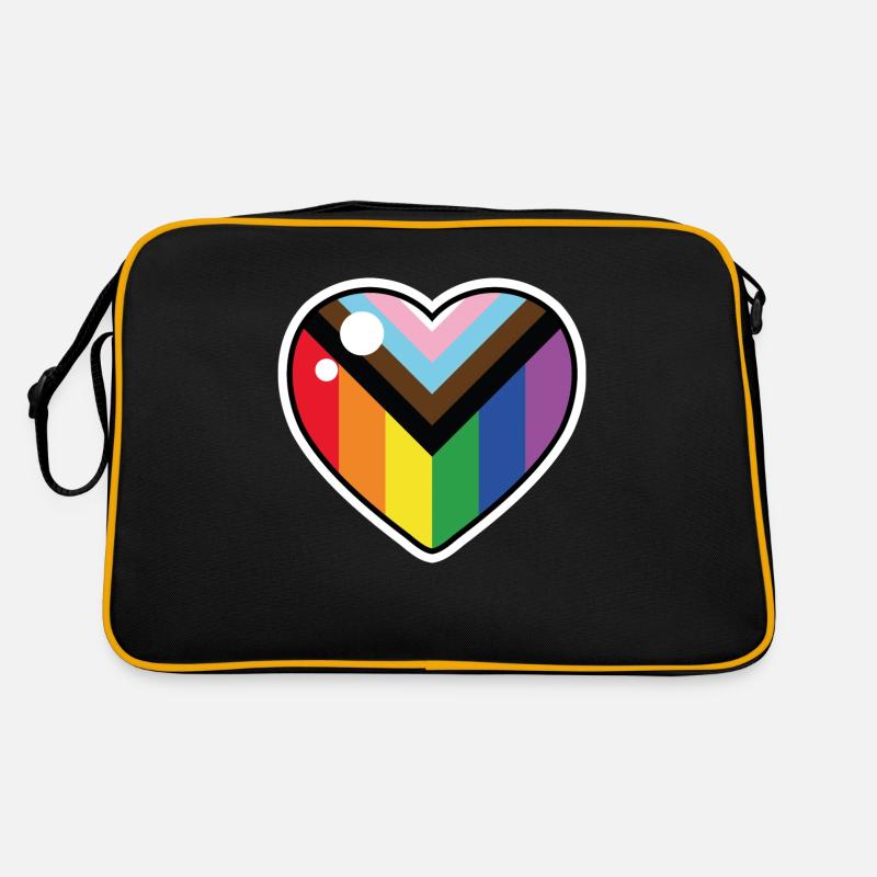 Cœur (drapeau de la fierté du progrès) - Sac Retro - noir/or