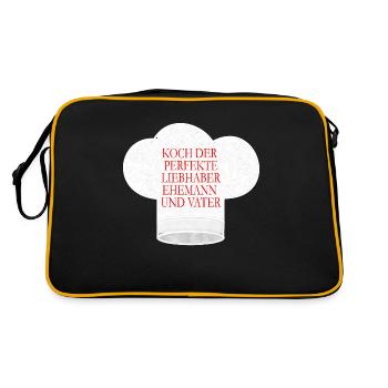 Koch Mütze - Retro Tasche - Schwarz/Gold - Hinten