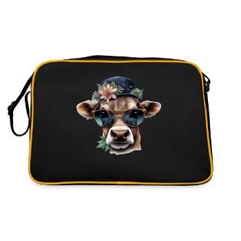 Kuh Design für Bauern & Bäuerinnen. Landwirt - Retro Tasche - Schwarz/Gold - Hinten