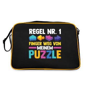 Puzzlefan Puzzler Puzzleteile Puzzle - Retro Tasche - Schwarz/Gold - Hinten