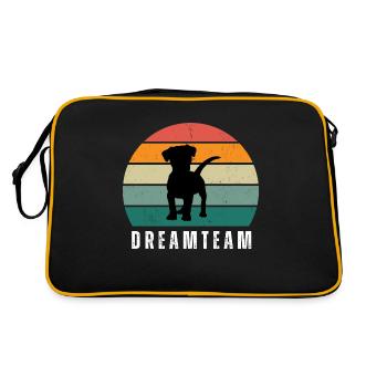 Dreamteam kleiner Hund - Retro Tasche - Schwarz/Gold - Hinten