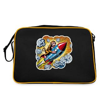 The flying ape - Retro Tasche - Schwarz/Gold - Hinten