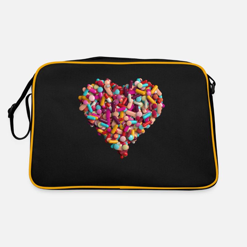 Pillen - Retro Tasche - Schwarz/Gold