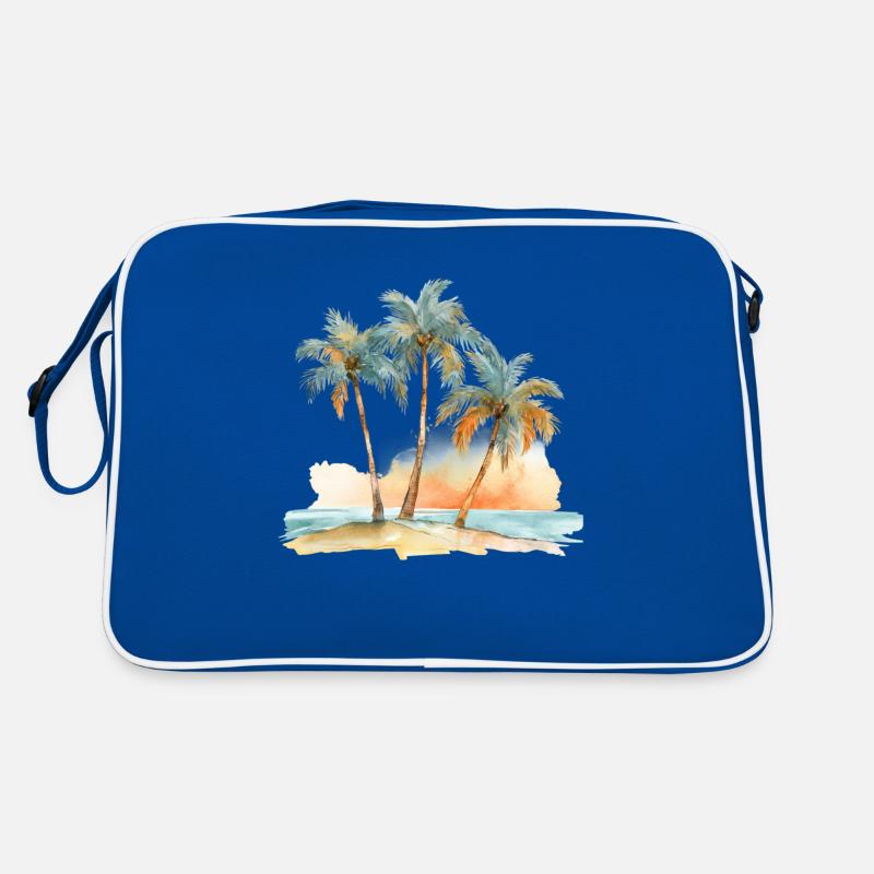 BEACH WITH THREE PALM TREES Retro Bag