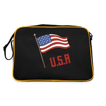 USA Fahne - Retro Tasche - Schwarz/Gold - Hinten