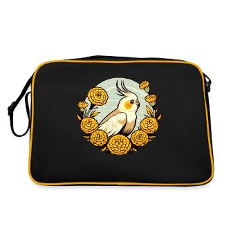 Calopsitte Vintage avec des fleurs de souci - Sac Retro - noir/or - Dos