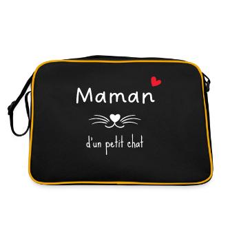 Maman d’un petit chat - assorti petit bébé - Sac Retro - noir/or - Dos