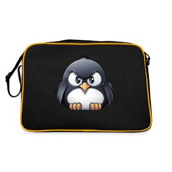 Grumpy Pinguin - Retro Tasche - Schwarz/Gold - Hinten