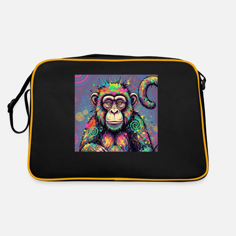 Psychedelisches Affen Design Retro Tasche
