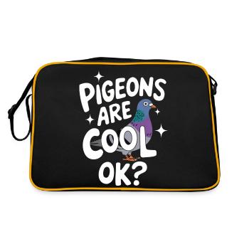 Taube Tauben Tier Vogel - Retro Tasche - Schwarz/Gold - Hinten