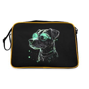 Cool futuristic dog with green sunglasses - Retro Bag - black/gold - Back