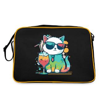 Die coolste Katze am Strand - Retro Tasche - Schwarz/Gold - Hinten