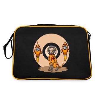 Comic dogs astronaut in space with rockets - Retro Bag - black/gold - Back