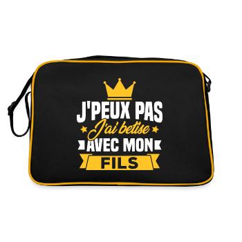 Ich kann nicht mit meinem Sohn wetten - Retro Tasche - Schwarz/Gold - Hinten