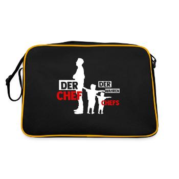 Dad Father Two children Sons - Retro Bag - black/gold - Back