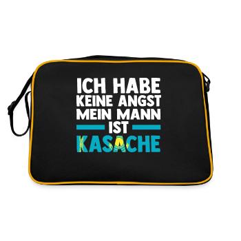 Kasachen Kasachstan - Retro Tasche - Schwarz/Gold - Hinten