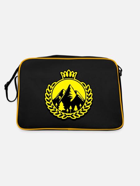 Montagnes de la nature icône des montagnes icône - Sac Retro - noir/or - Dos