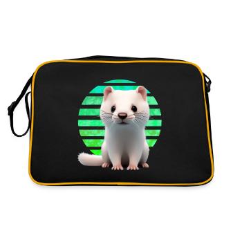 Frettchen Sonnenuntergang - Retro Tasche - Schwarz/Gold - Hinten