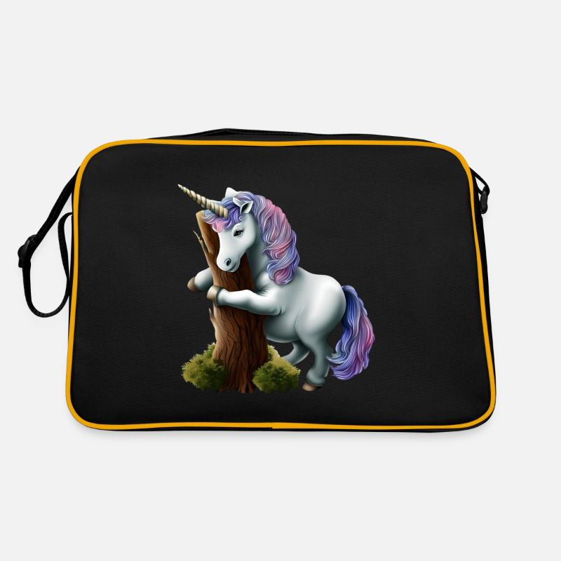 Einhorn umarmt Baum Retro Tasche
