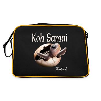 Koh Samui, Thailand - Retro Tasche - Schwarz/Gold - Hinten